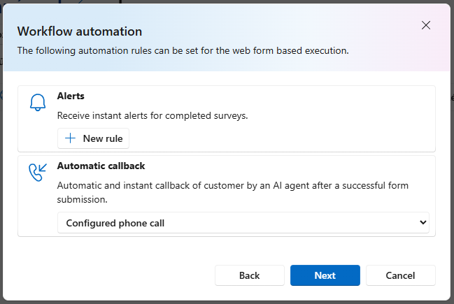 Configure automatic callback