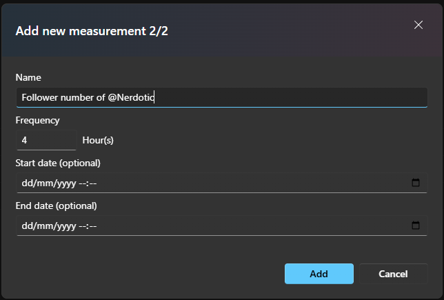 Set measurement frequency